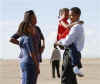 Barack Obama gets off his campaign jet and is greeted by his wife Michelle and their two daughters at Pueblo Colorado airport on November 1, 2008  just days before the election.