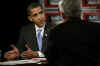 Barack Obama tapes the popular Sunday NBC show Meet the Press with Tom Brokaw in Chicago on December 5, 2008.