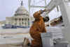The January 20th Inauguration platform is painted in Washington DC on December 4, 2008.