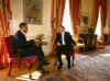 Barack Obama meets with UK Prime Minister Gordon Brown at the UK Embassy in Washington, DC, on April 17, 2008.