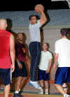 Barack Obama takes a jump shot in this August 31, 2006 photo taken at the Joint Task Force Camp in Djibouti.