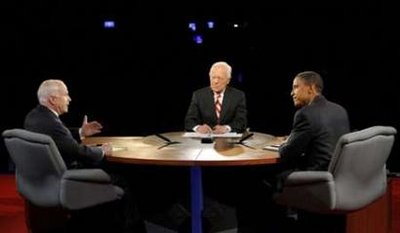 October 15, 2008 New York Presidential debate between John McCain and Barack Obama. Moderated by Bob Schieffer.