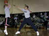 Barack Obama defends in this basketball game at Maple Crest Elemantary School in Kokomo Indiana on April 25, 2008.