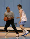 Barack Obama on the attack in this May 28, 2008 basketball game.