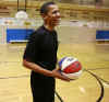 Barack Obama practicing his basketball skills at the YMCA in Spencer Iowa on December 17, 2007.
