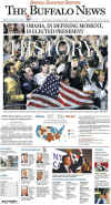 The Buffalo News newspaper front page on November 5, 2008 featuring Barack Obama's historic victory as the 44th US President.