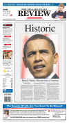 NiagaraFalls - The Review - November 5, 2008 - Barack Obama's historic victory on the front page of Canadian newspapers.