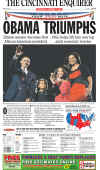 The Cincinnati Enquirer newspaper front page on November 5, 2008 featuring Barack Obama's historic victory as the 44th US President.