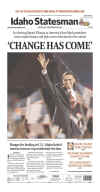 The Idaho Statesman (Boise) newspaper front page image on November 5, 2008 featuring Barack Obama's historic victory as the 44th US President.