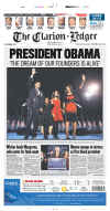 The Jackson Clarion Ledger newspaper front page image on November 5, 2008 featuring Barack Obama's historic victory as the 44th US President.