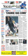 The Niagara Gazette newspaper front page image on November 5, 2008 featuring Barack Obama's historic victory as the 44th US President.