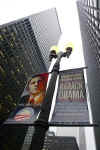 A Barack Obama banner on a lampost next to Obama's Federal Office Building transition offices in Chicago on November 12, 2008.