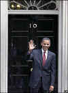 Barack Obama waves to reporters outside 10 Downing Street where he met with UK Prime Minister Gordon Brown in London in July  2008.
