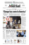 The Rapid City Journal newspaper front page image on November 5, 2008 featuring Barack Obama's historic victory as the 44th US President.