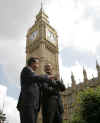 Senator Barack Obama meets UK Conservative Leader David Cameron and other UK leaders in London on July 26, 2008.