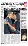 The Daily Telegraph - November 6, 2008 - Barack Obama newspaper front page headlines in the UK.