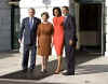 George and Laura Bush pose with Barack and Michelle Obama at the White House on November 10, 2008.