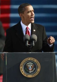 Barack Obama delivers his Inaugural address in front millions in Washington and millions more on worldwide TV.
