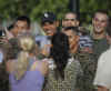 Barack Obama talks to crowd outside the Semper Fit gym at the Kaneohe Maine Corps Base in Kailua, Hawaii on December 22, 2008.