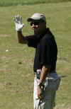 Barack Obama on the driving range at the Mid Pacific Country Club in Kailua Hawaii on December 24, 2008.