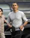 Barack Obama after workout at the Semper Fit gym on the Kaneohe Bay Marine Corps Base on December 28, 2008.