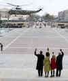 Barack and Michelle Obama, and Joe and Jill Biden say farewell to George and Laura Bush at Capitol Hill.