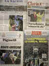 Argentina - Barack Obama's January 20, 2009 presidential inauguration dominates the front page of newspapers at newsstands worldwide.