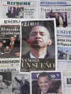 Mexico - Barack Obama's January 20, 2009 presidential inauguration dominates the front page of newspapers at newsstands worldwide.