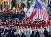 The US Military Honor Guard, in revolutionary attire, are one of many military marching bands in the Inaugural Parade. 