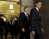 President Barack Obama meets with reluctant Republicans at the Capitol in an all out effort to get Obama's economic plans passed. After brief remarks to the press, President Obama and Transportation Secretary Ray LaHood meet with Republican lawmakers.