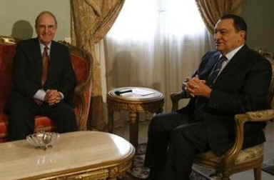 George Mitchell meets with Egyptian President Hosni Mulbarek in Cairo.