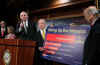 Republican senators explain their opposition to President Obama's financial stimulus package at a news conference on Capitol Hill.