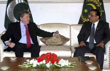 On February 12, 2009 Richard Holbrooke meets with Pakistan's President Asif Ali Zardari in Islamabad.