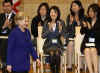 Secretary of State Clinton meets with students in a town hall style meeting at Tokyo University on February 17, 2009.
