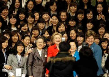 Secretary of State Clinton meets with students and answers questions at the Ewha Woman's University in Seoul, South Korea.