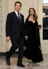 California Governor Arnold Schwartzenegger and his wife Maria Shriver arrive for the Governors Dinner. President Barack Obama and Michelle Obama host a dinner for US Governors in the State Dining Room of the White House. After the dinner and President Obama's remarks the Governors attended entertainment in the East Room of the White House.