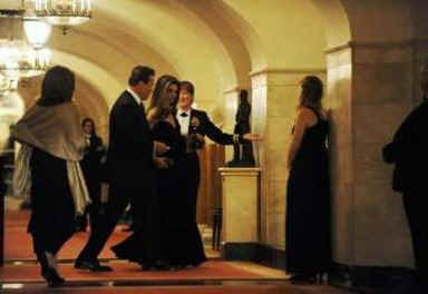 California Governor Arnold Schwartzenegger and his wife Maria Shriver arrive for the Governors Dinner. President Barack Obama and Michelle Obama host a dinner for US Governors in the State Dining Room of the White House. After the dinner and President Obama's remarks the Governors attended entertainment in the East Room of the White House.