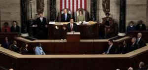President Barack Obama addresses the Joint Session of Congress at the Capitol in Washington on February 24, 2009.