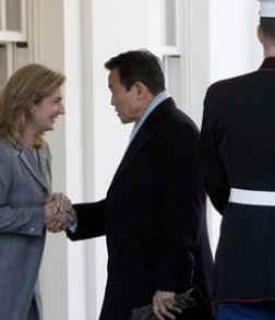 Japan's PM Taro Aso arrives at the White House on February 24, 2009.
