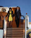 ObamaUK.com - President Barack Obama and the UK in 2009 - President Barack Obama  in London, UK from March 31, 2009 - April 1, 2009. Photo: President Barack Obama and First Lady Michelle Obama arrive at Stansted Airport in Essex on Air Force One on March 31, 2009.