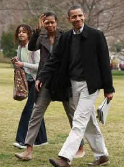 President Barack Obama, First Lady Michelle Obama and Malia Obama return from an overnight stay at Camp David.