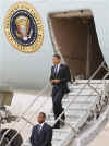 President Barack Obama arrives on Air Force One at Baghdad International Airport in Iraq on April 7, 2009. 