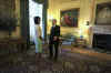 First Lady Michelle Obama with UK PM Gordon Brown inside 10 Downing Street.