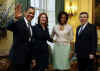 President Barack Obama and First Lady Michelle Obama with UK PM Gordon Brown and his wife Sarah.