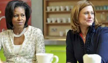 First Lady Michelle Obama and Sarah Brown visit Maggie's Cancer Caring Center in West London. Obama and Brown took a tea break and met with care center workers.