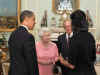 President Barack Obama and First Lady Michelle Obama visit Queen Elizabeth II and Prince Phillip the Duke of Edinburgh at Buckingham Palace in London.