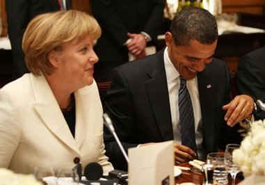 President Obama was seated for dinner next to German Chancellor Angela Merkel and South Korean President Lee Myung-bak.