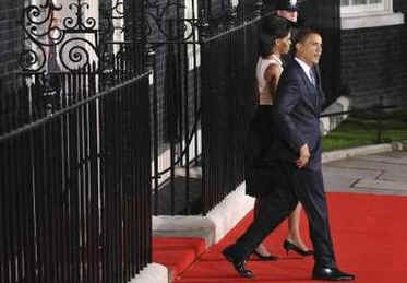 President Barack Obama and First Lady Michelle Obama leave 10 Downing Street where their day first started.