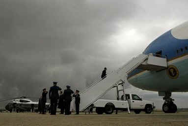 President Obama boards Air Force One.