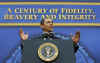 President Obama speaks to FBI employees at FBI Headquarters in Washington, DC on April 28, 2009. 